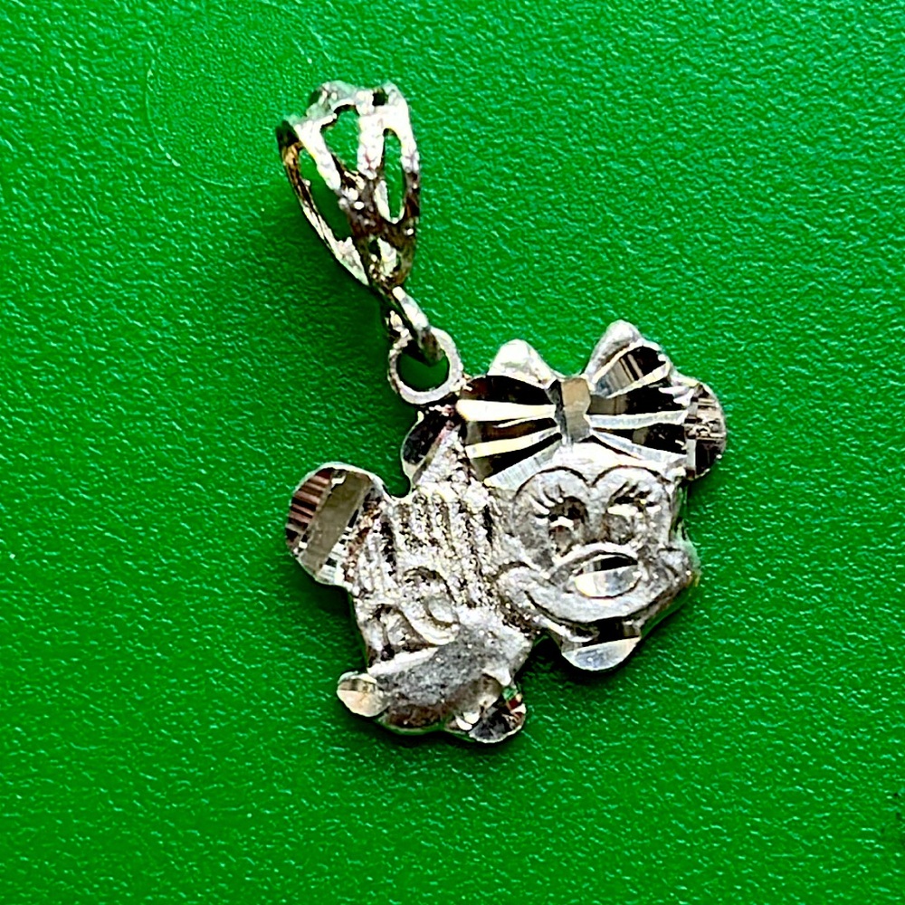 Diamond cut Mickey Mouse Minnie pendant